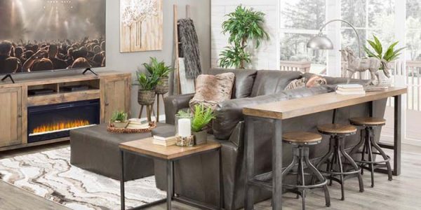 bar table behind couch